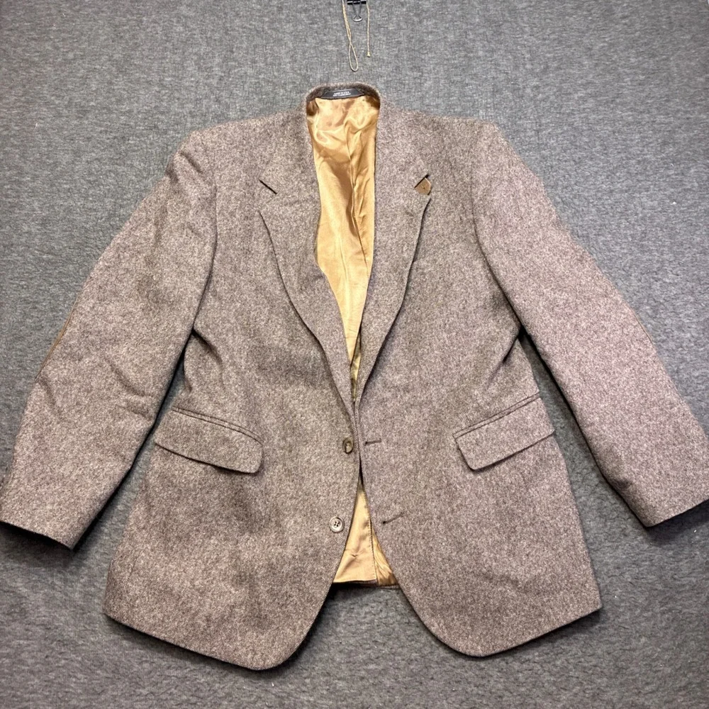 Vintage Haggar Imperial‎ Sport Coat Mens 42 Brown Wool Tweed Elbow Patches
